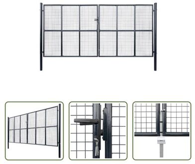 vidaXL Poort - Staal - 415x250 cm - antracietgrijs