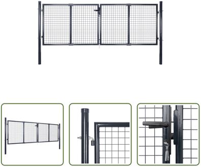 vidaXL Poorten - Stalen Tuinpoort 306x150cm - Antracietgrijs