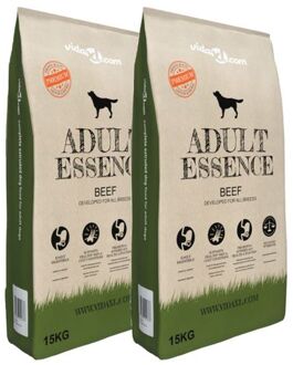 vidaXL Premium hondenvoer droog Adult Essence Beef 30 kg 2 st