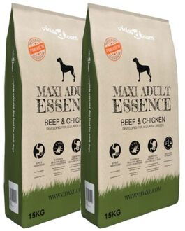 vidaXL Premium hondenvoer Maxi Adult Essence Beef&Chicken 30kg 2 st