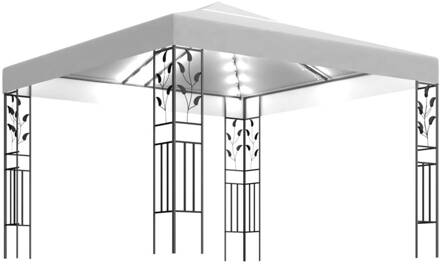 vidaXL Prieel met LED-lichtslinger 3x3 m wit