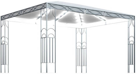 vidaXL Prieel met LED-lichtslinger 400x300 cm crèmekleurig