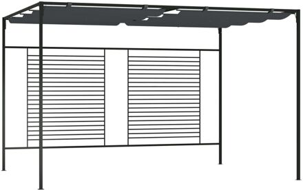 vidaXL Prieel met uittrekbaar dak 180 g/m² 4x3x2,3 m antracietkleurig Grijs