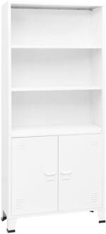 vidaXL Prolenta Premium - Boekenkast industrieel 80x32x180 cm staal wit