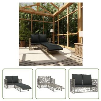 vidaXL Rattan loungeset - Bank en voetensteun - Grijs - 123 x 65 x 72 cm - Weerbestendig