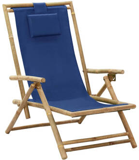 vidaXL Relaxstoel verstelbaar bamboe en stof marineblauw