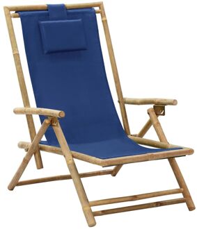 vidaXL Relaxstoel verstelbaar bamboe en stof marineblauw