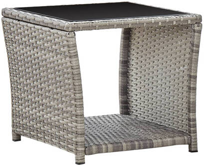 vidaXL Salontafel 45x45x40 cm poly rattan en glas grijs