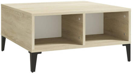 vidaXL Salontafel 60x60x30 cm spaanplaat wit en sonoma eikenkleurig