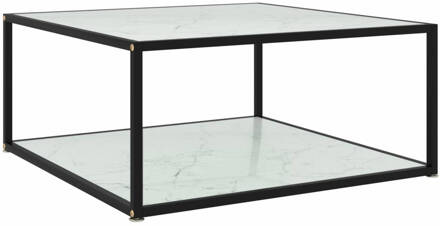 vidaXL Salontafel 80x80x35 cm gehard glas wit