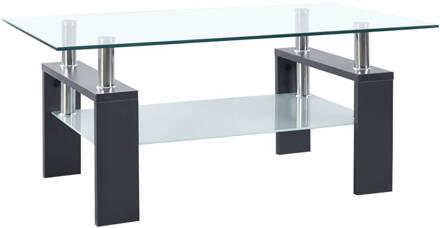 vidaXL Salontafel 95x55x40 cm gehard glas transparant en grijs