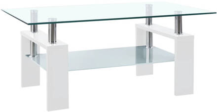 vidaXL Salontafel 95x55x40 cm gehard glas transparant en wit