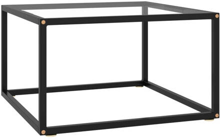 vidaXL Salontafel met gehard glas 60x60x35 cm zwart