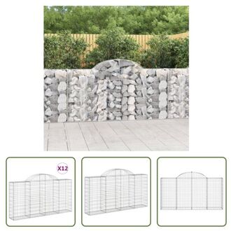 vidaXL Schanskorf 200 x 30 x 100/120 cm - roestbestendig gegalvaniseerd ijzer - decoratieve tuinbarrières Zilverkleurig