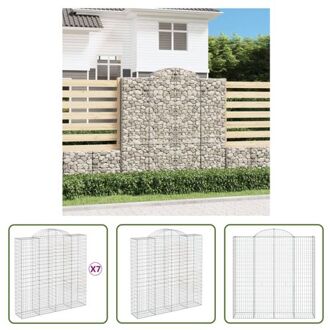 vidaXL Schanskorf 200 x 50 x 200/220 cm - Gegalvaniseerd ijzer - Decoratieve tuinbarrière Zilverkleurig