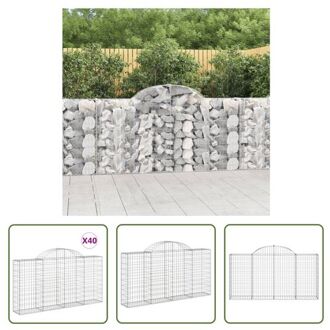 vidaXL Schanskorf 200x30x100/120 cm - Geluidsisolerende tuinbarrière - Roestbestendig gegalvaniseerd ijzer - Zilverkleurig