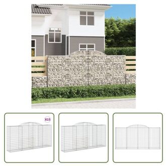 vidaXL Schanskorf 300x50x140/160 - Gegalvaniseerd ijzer - Geluidsisolerend - Decoratieve tuinbarrière Zilverkleurig