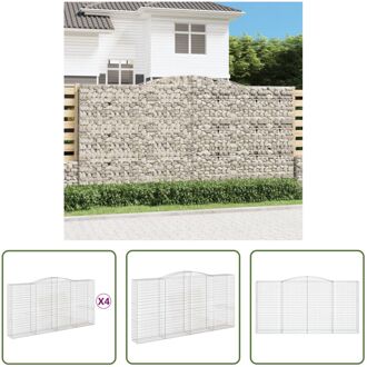 vidaXL Schanskorf 400 x 50 x 200/220 cm - Gegalvaniseerd ijzer - Decoratieve geluidsisolerende tuinbarrière Zilverkleurig