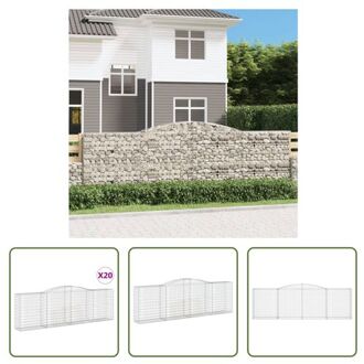 vidaXL Schanskorf 400x50x120/140 cm - Decoratieve en geluidsisolerende tuinbarrières - Gegalvaniseerd ijzer Zilverkleurig