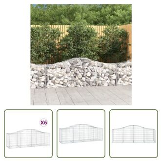 vidaXL Schanskorf 6 stuks - 200x50x60/80 cm - Geluidsisolerende tuinbarrières - Gegalvaniseerd ijzer Zilverkleurig