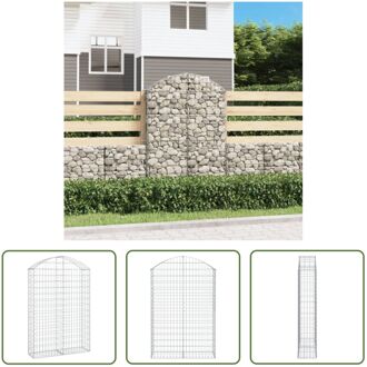 vidaXL Schanskorf Decoratieve Geluidsisolerende Tuinbarrière - 100 x 30 x 140/160 cm - Gegalvaniseerd IJzer Zilverkleurig