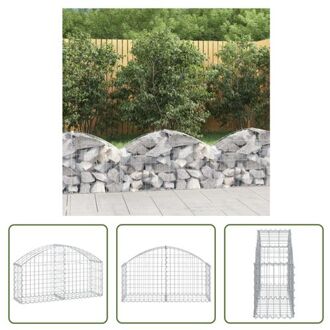 vidaXL Schanskorf Decoratieve Geluidsisolerende Tuinbarrière - 100 x 30 x 40/60 cm - Gegalvaniseerd IJzer Zilverkleurig