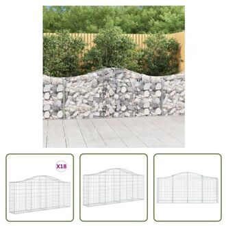 vidaXL Schanskorf Decoratieve Geluidsisolerende Tuinbarrière - 200 x 30 x 80/100 cm - Gegalvaniseerd ijzer Zilverkleurig