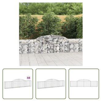 vidaXL Schanskorf Decoratieve Geluidsisolerende Tuinbarrière - 300x30x60/80 cm - Gegalvaniseerd IJzer Zilverkleurig