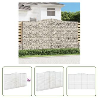 vidaXL Schanskorf Decoratieve Geluidsisolerende Tuinbarrière - 400 x 50 x 220/240 cm - Gegalvaniseerd IJzer Zilverkleurig