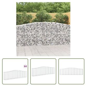 vidaXL Schanskorf Decoratieve Geluidsisolerende Tuinbarrière - 400x50x100/120cm - Zilver Zilverkleurig