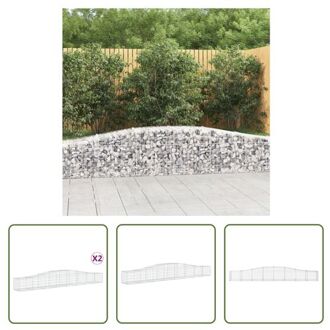 vidaXL Schanskorf Decoratieve Geluidsisolerende Tuinbarrière - 400x50x40/60 cm - Gegalvaniseerd IJzer Zilverkleurig