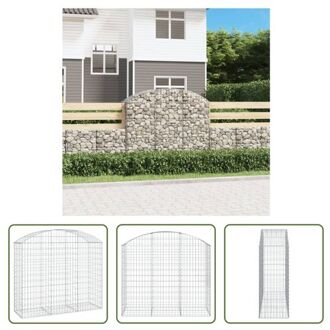 vidaXL Schanskorf Decoratieve Tuinbarrière - 150x50x120/140 cm - Gegalvaniseerd IJzer Zilverkleurig