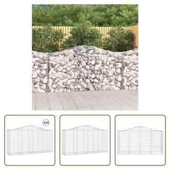 vidaXL Schanskorf Decoratieve Tuinbarrière - 200 x 50 x 100/120 cm - Zilver Zilverkleurig