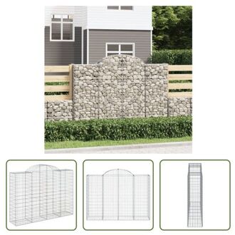 vidaXL Schanskorf Decoratieve Tuinbarrière - 200x50x140/160 cm - Gegalvaniseerd IJzer Zilverkleurig