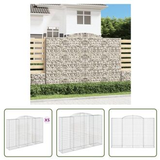 vidaXL schanskorf decoratieve tuinbarrière - 300 x 50 x 200/220 cm - gegalvaniseerd ijzer Zilverkleurig