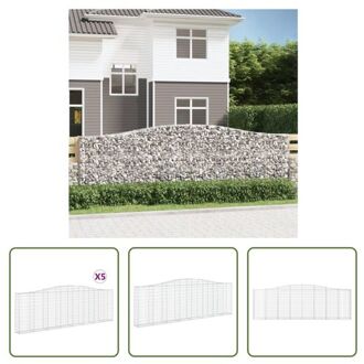 vidaXL Schanskorf Decoratieve Tuinbarrière - 400 x 30 x 120/140 cm - Gegalvaniseerd IJzer Zilverkleurig