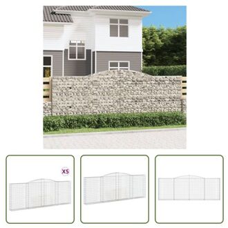 vidaXL Schanskorf Decoratieve Tuinbarrière - 400 x 30 x 140 /160 cm - Stabiel - Roestbestendig - Gabion Muur Zilverkleurig