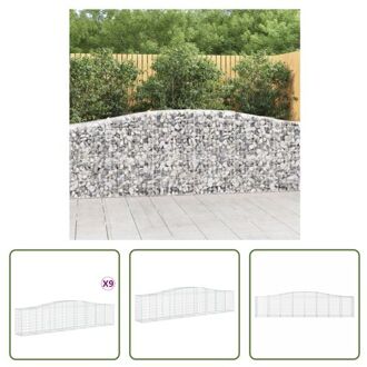 vidaXL Schanskorf - Decoratieve Tuinbarrière 400 x 50 x 80/100 cm - Gegalvaniseerd ijzer Zilverkleurig