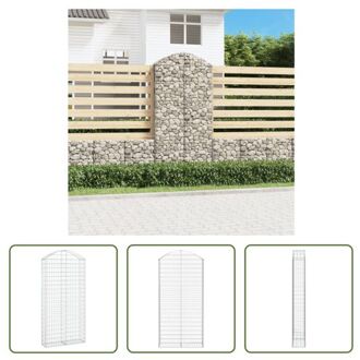 vidaXL Schanskorf Gabion - 100 x 30 x 200/220 cm - Geluidsisolerende Tuinbarrière Zilverkleurig