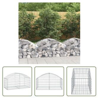 vidaXL Schanskorf Gabion - 100 x 50 x 40/60 cm - Geluidsisolerende tuinbarrière Zilverkleurig