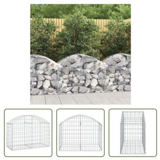 vidaXL Schanskorf Gabion - 100 x 50 x 60/80 cm - Duurzaam gegalvaniseerd ijzer Zilverkleurig