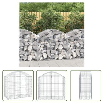 vidaXL Schanskorf Gabion 100x50x80/100 cm - Roestbestendig Gegalvaniseerd IJzer Zilverkleurig