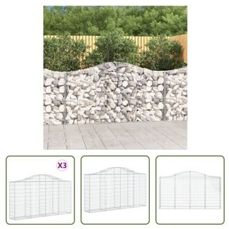 vidaXL Schanskorf Gabion - 200 x 30 x 100/120 cm - Gegalvaniseerd ijzer - Inclusief 3 x schanskorf Zilverkleurig