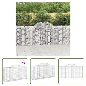 vidaXL Schanskorf Gabion - 200 x 30 x 100/120 cm - Geluidsisolerend en decoratief - Inclusief 6 stuks Zilverkleurig