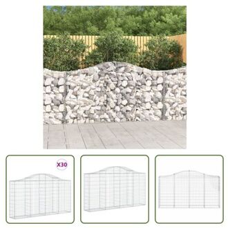 vidaXL Schanskorf Gabion - 200 x 30 x 100/120 cm - roestbestendig gegalvaniseerd ijzer - 30 stuks Zilverkleurig