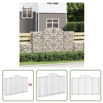 vidaXL Schanskorf Gabion - 200 x 30 x 120/140 cm - Geluidsisolerend en Decoratief Zilverkleurig