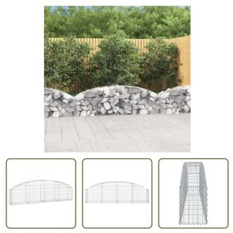 vidaXL Schanskorf Gabion - 200 x 30 x 40/60 cm - Geluidsisolerend - Zilver Zilverkleurig