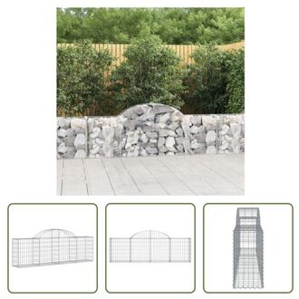 vidaXL Schanskorf Gabion - 200 x 30 x 60/80 cm - Decoratieve geluidsisolerende tuinbarrière Zilverkleurig