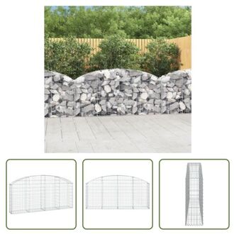 vidaXL Schanskorf Gabion - 200 x 30 x 80/100 cm - Geluidsisolerend en Stamvast Zilverkleurig