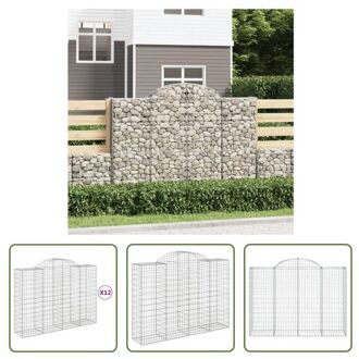 vidaXL Schanskorf Gabion - 200 x 50 x 140/160 cm - Roestbestendig - Decoratieve tuinbarrière Zilverkleurig